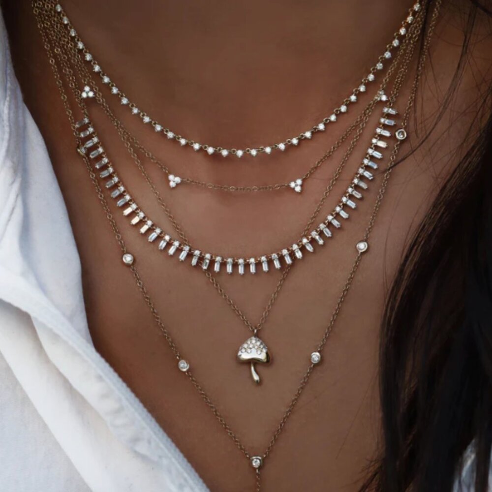 Luna Skye 14kt Gold Full Baguette Diamond Necklace